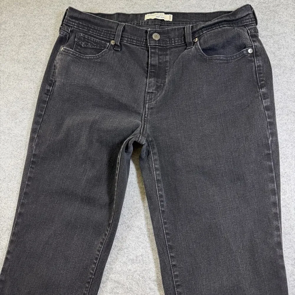 Levi's 505 Straight Leg Jeans Womens 12 Black Faded Denim Button Fly Mid Rise